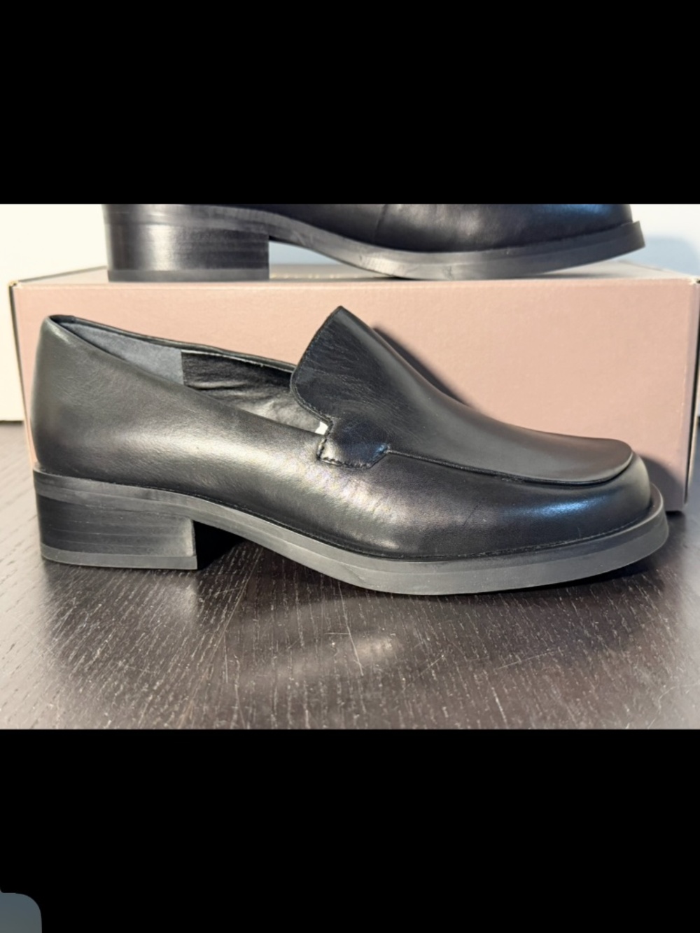 Franco Sarto Bocca Slip On Leather Loafers Shoes Black Womans 6W (Wide)